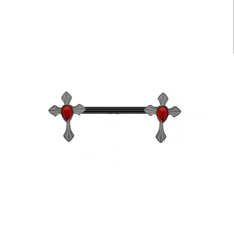 Double Cross Stainless Steel Nipple Ring Piercing | Gthic.com