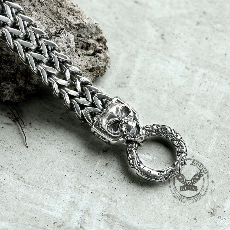 Double Ghost Head Buckle Stainless Steel Skull Bracelet | Gthic.com