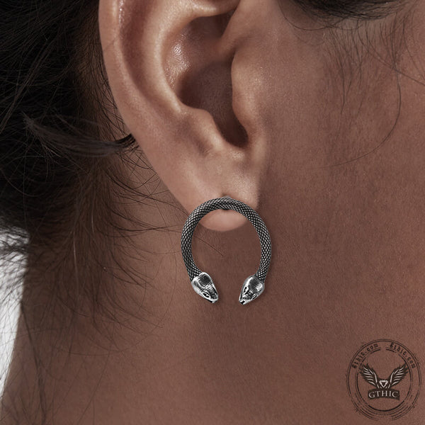 Double Head Snake Stainless Steel Stud Earrings | Gthic.com