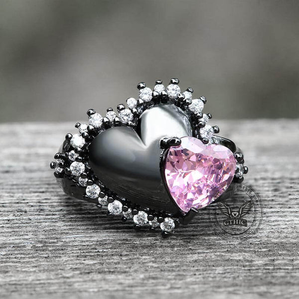 Double Hearts Alloy Open Ring | Gthic.com