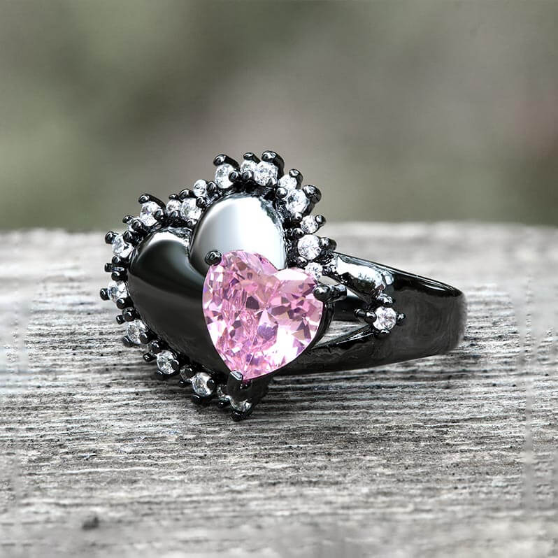 Double Hearts Alloy Open Ring | Gthic.com