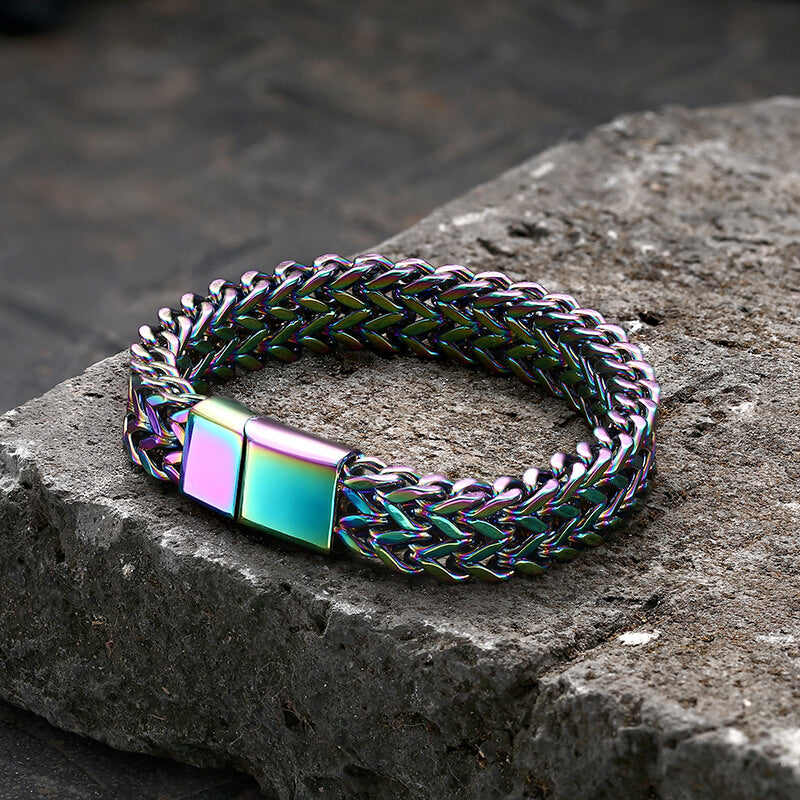 Double Layer Braided Keel Stainless Steel Bracelet 07 Multicolor | Gthic.com