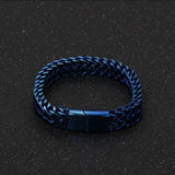 Double Layer Braided Keel Stainless Steel Bracelet 06 Blue | Gthic.com