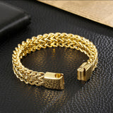 Double Layer Braided Keel Stainless Steel Bracelet 03 Gold | Gthic.com