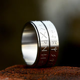 Double Layered Runes Stainless Steel Viking Ring