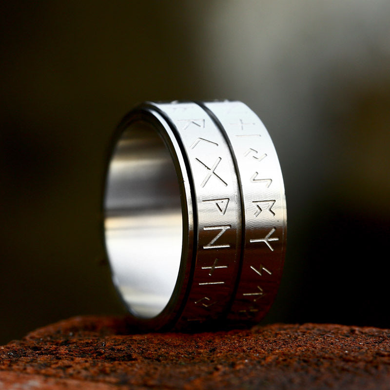 Double Layered Runes Stainless Steel Viking Ring – GTHIC