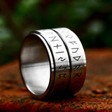 Double Layered Runes Stainless Steel Viking Ring | Gthic.com