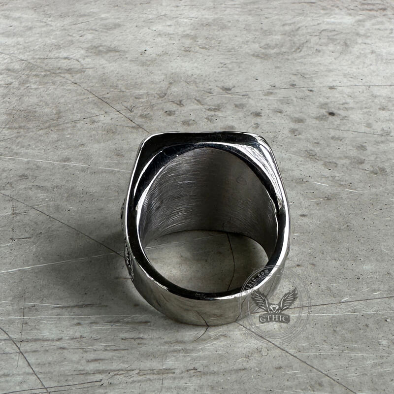 Anello Silver Teschio E Falce Anello Uomo Teschio Grim Reaper Anarchia In Acciaio Inox - Gioiello Biker, Punk, Unisex Anello Biker Acciaio Inox - Foto 7