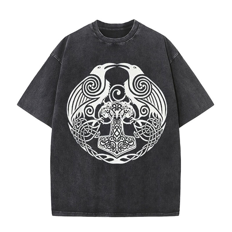 Double Ravens Celtic Knot Washed T-shirt