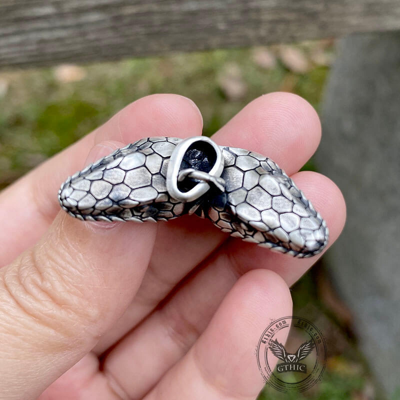 Double Snake Heads Sterling Silver Pendant