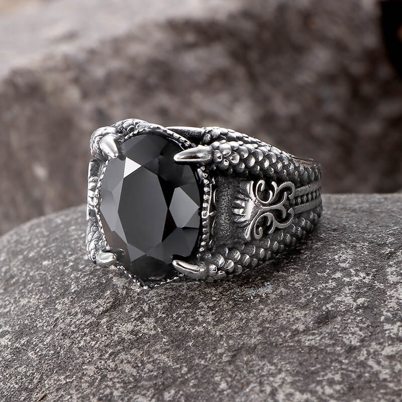 Dragon Claw Gem Stainless Steel Ring | Gthic.com