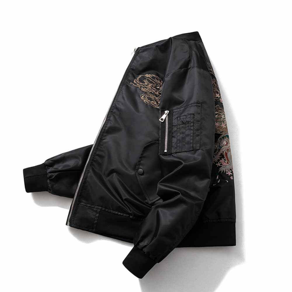 Dragon Embroidery Thickened Baseball Uniform Flight Jacket| Gthic.com