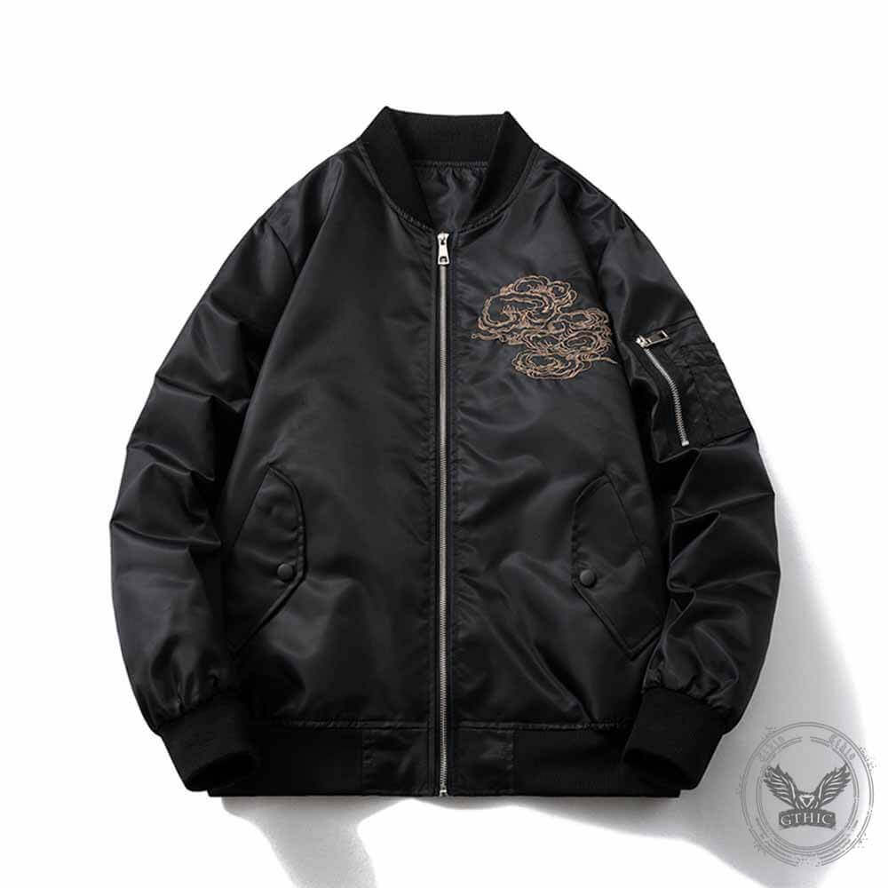 Dragon Embroidery Thickened Baseball Uniform Flight Jacket| Gthic.com