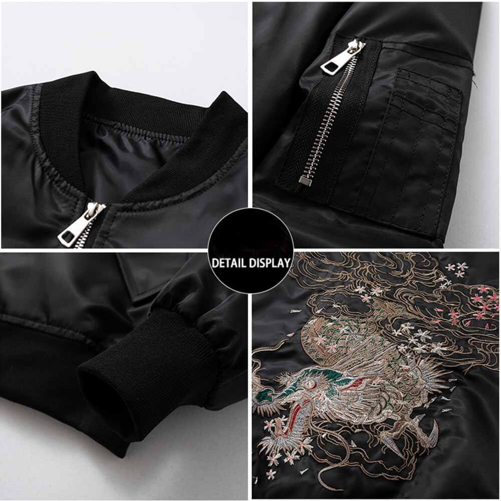 Dragon Embroidery Thickened Baseball Uniform Flight Jacket| Gthic.com