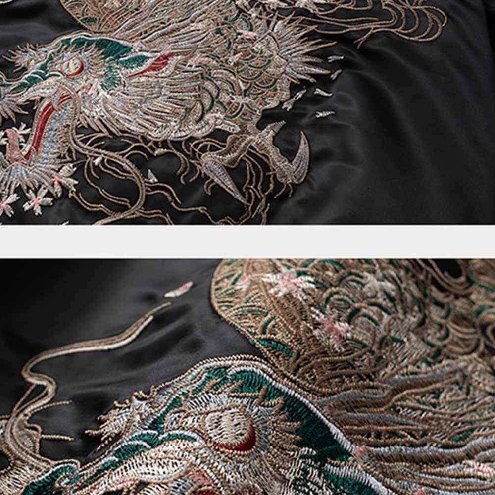 Dragon Embroidery Thickened Baseball Uniform Flight Jacket| Gthic.com