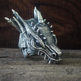 Dragon Head Sterling Silver Animal Ring | Gthic.com