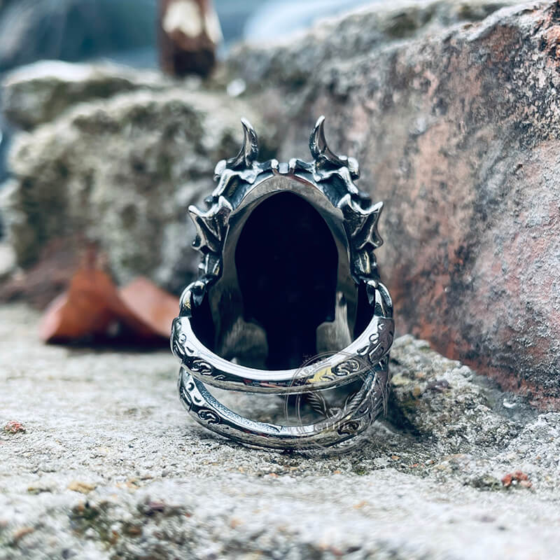 Dragon Horned Samurai Stainless Steel Skull Ring