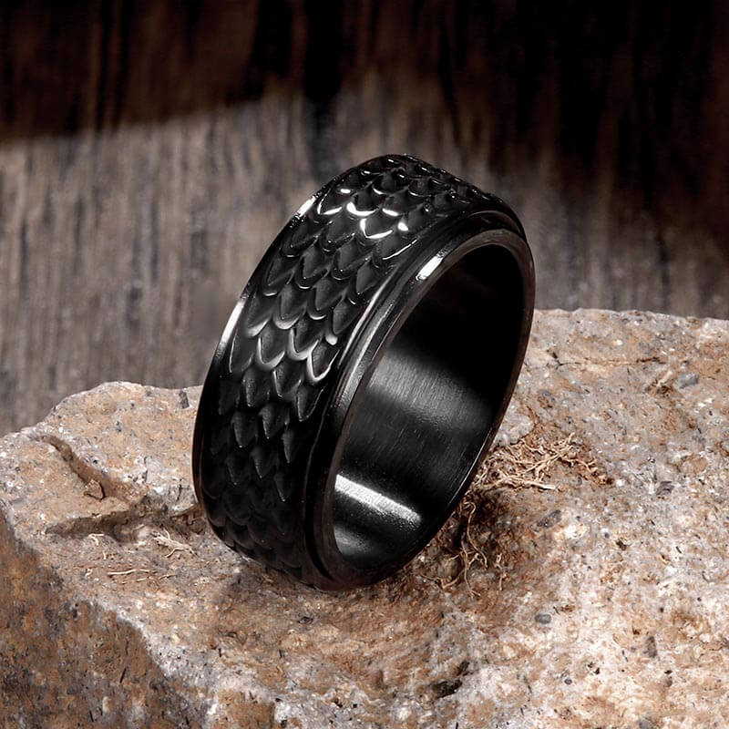 Dragon Scale Stainless Steel Spinner Ring | Gthic.com