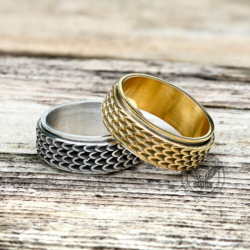 Dragon Scale Stainless Steel Spinner Ring | Gthic.com