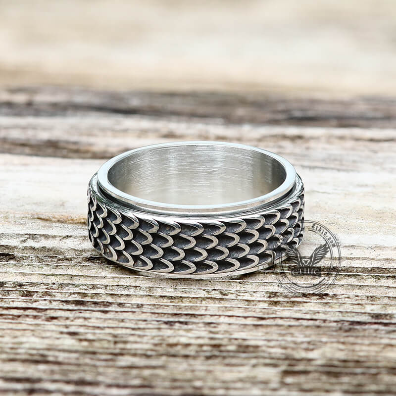 Dragon Scale Stainless Steel Spinner Ring