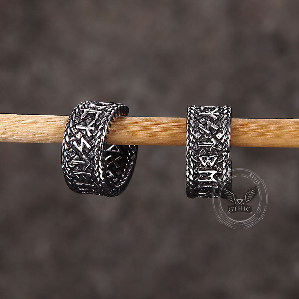 Dragon Scale Viking Runes Stainless Steel Stud Earrings