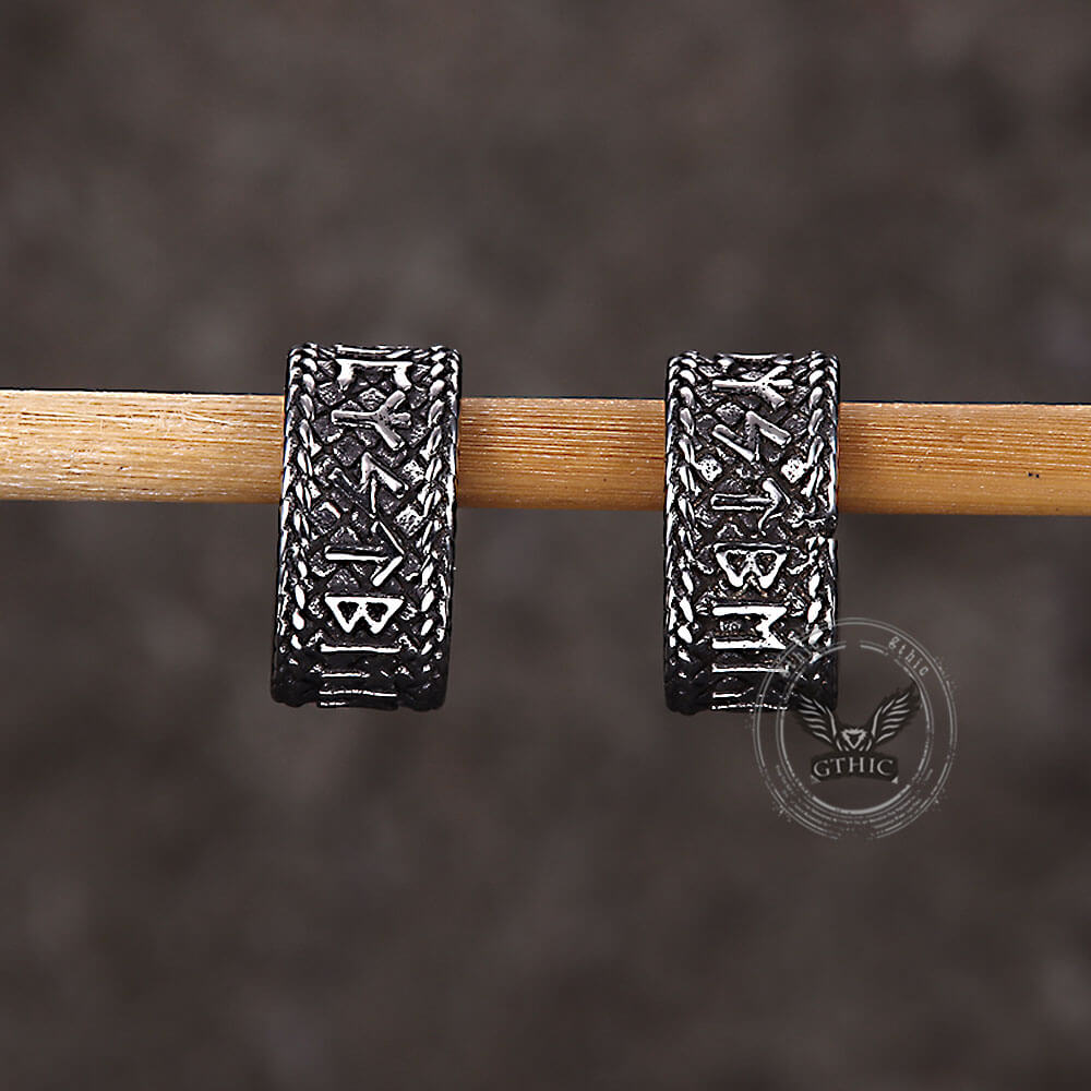 Dragon Scale Viking Runes Stainless Steel Stud Earrings