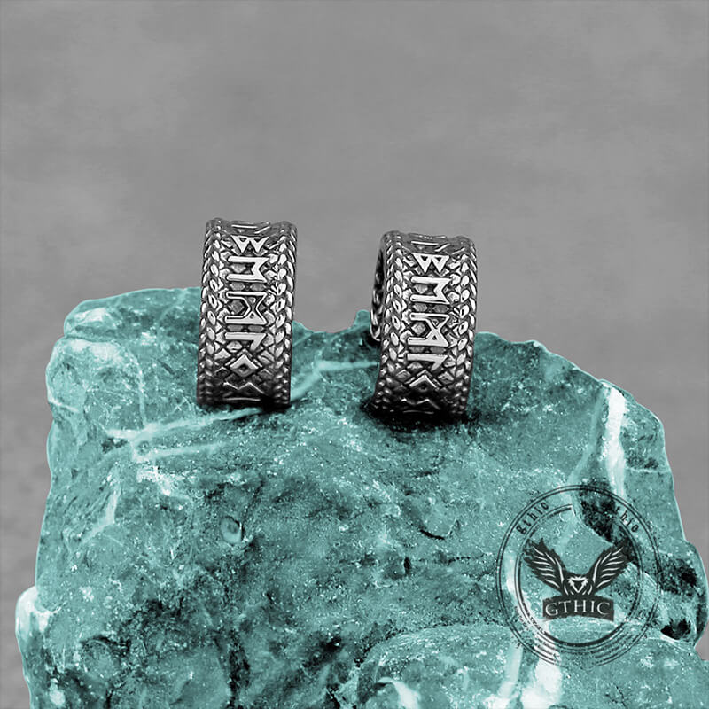 Dragon Scale Viking Runes Stainless Steel Stud Earrings  | Gthic.com
