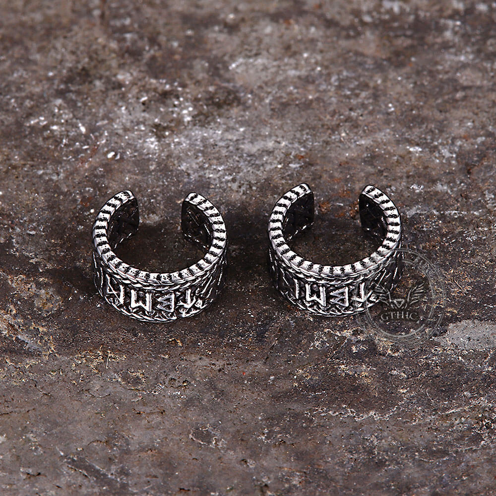 Dragon Scale Viking Runes Stainless Steel Stud Earrings