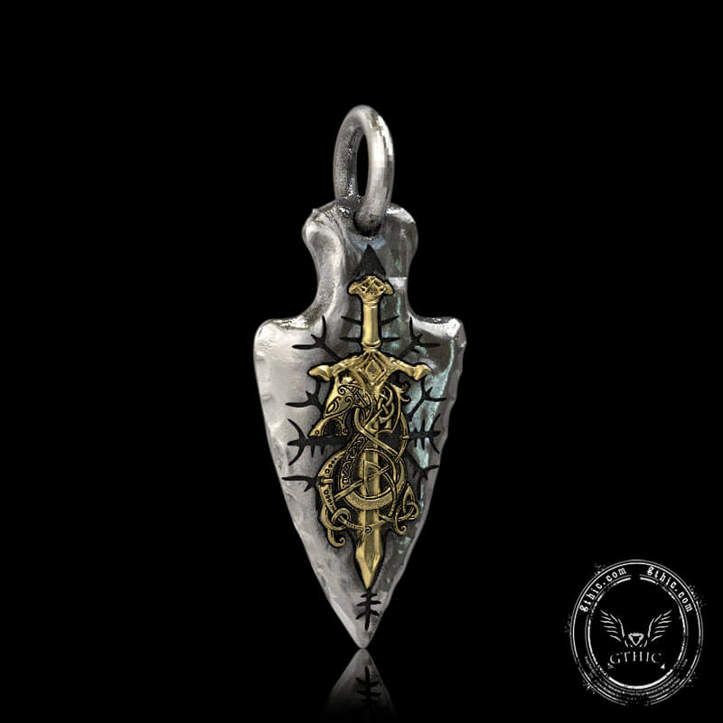 Dragon Sword Arrow Sterling Silver Pendant | Gthic.com