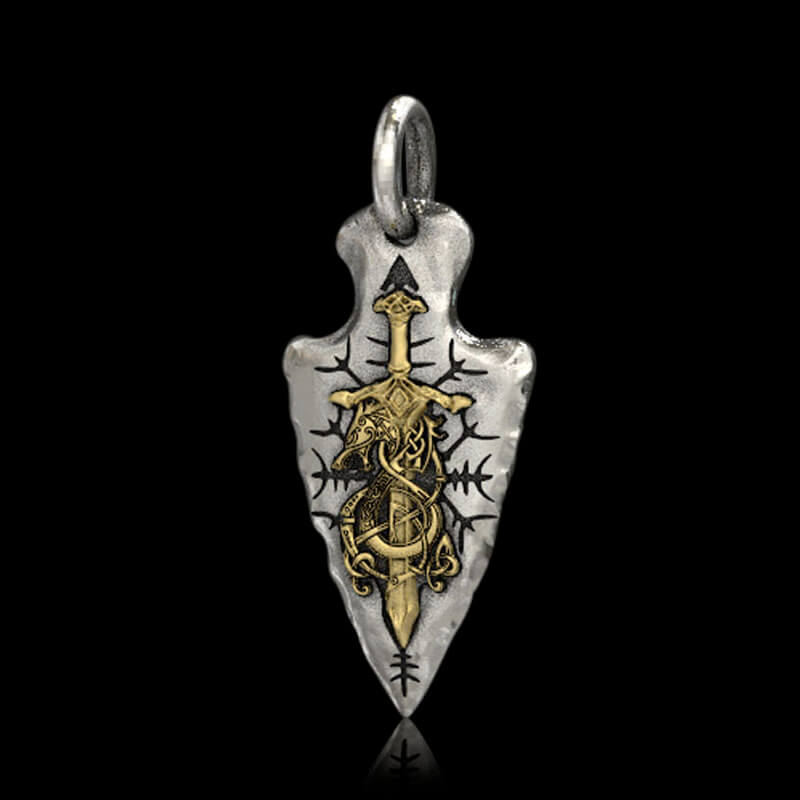 Dragon Sword Arrow Sterling Silver Pendant | Gthic.com