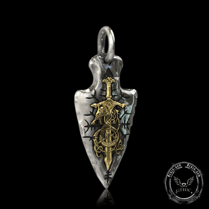 Dragon Sword Arrow Sterling Silver Pendant | Gthic.com