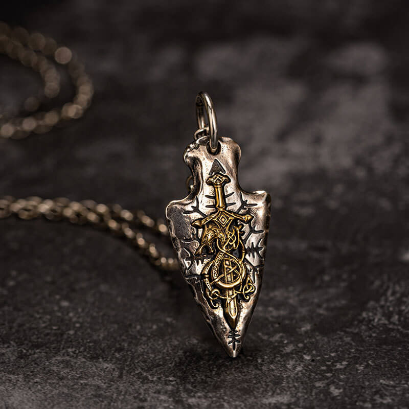 Dragon Sword Arrow Sterling Silver Pendant | Gthic.com