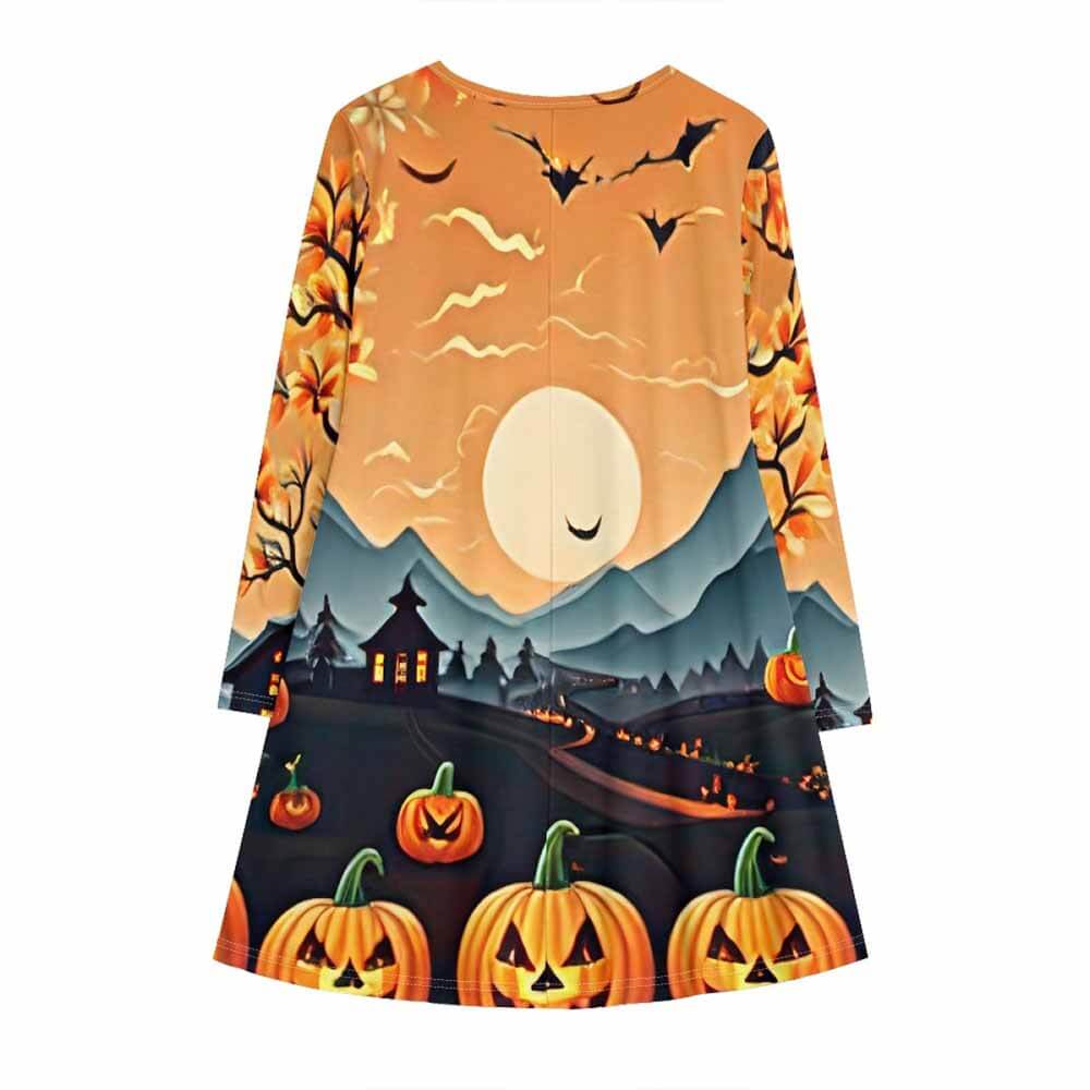 Dusk Halloween Pumpkin Casual Dress | Gthic.com