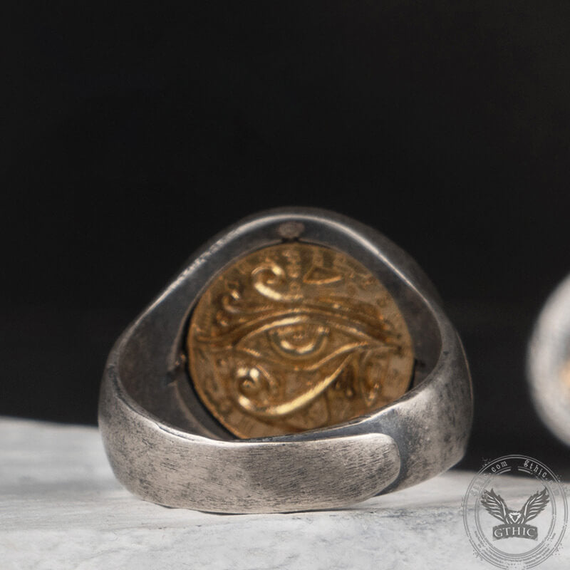Anello teschio in argento sterling con simbolo mandaloriano