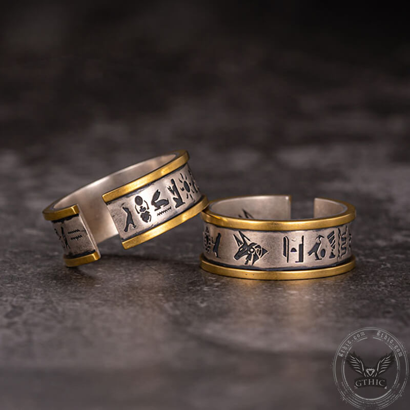 Egyptian Anubis Design Sterling Silver Ring | Gthic.com