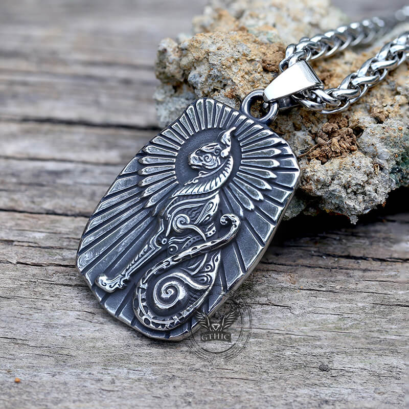 Egyptian Cat Bar Stainless Steel Pendant | Gthic.com