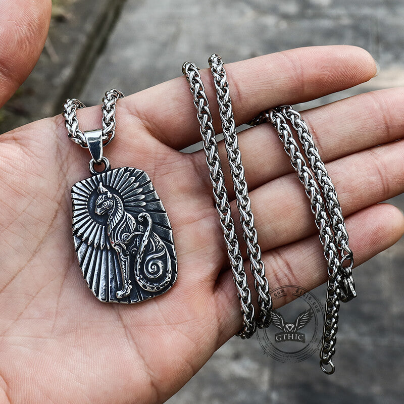 Egyptian Cat Bar Stainless Steel Pendant | Gthic.com