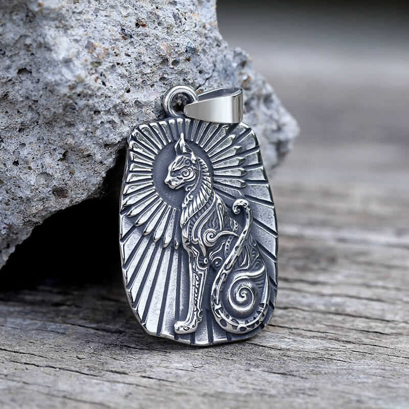 Egyptian Cat Bar Stainless Steel Pendant | Gthic.com