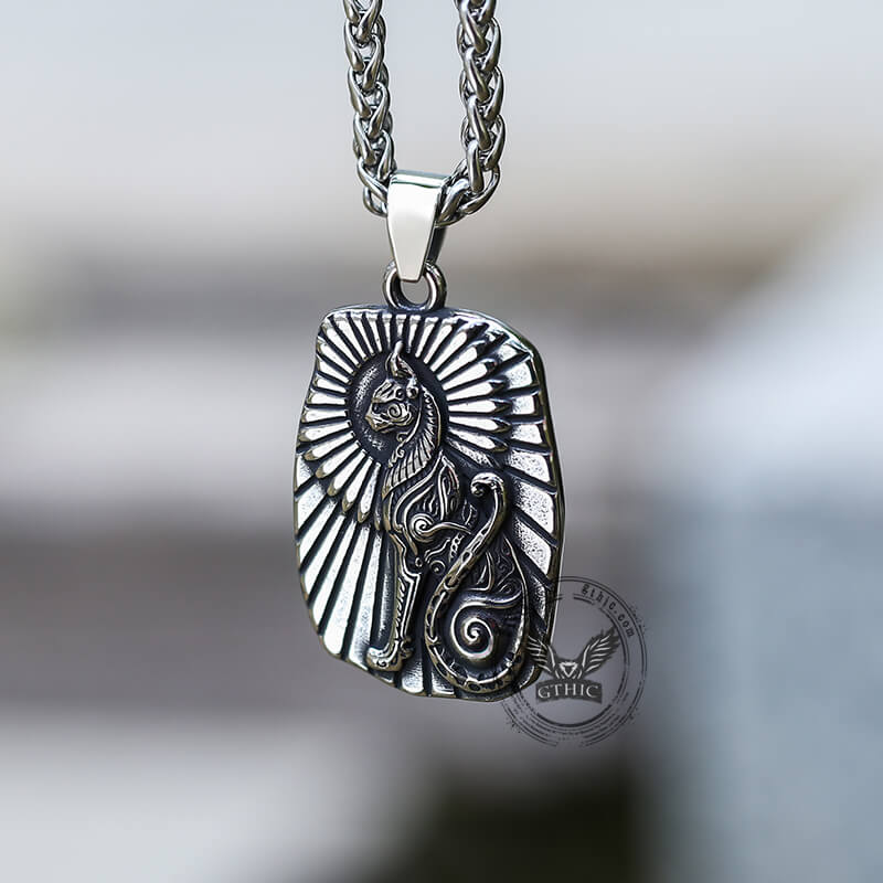 Egyptian Cat Bar Stainless Steel Pendant