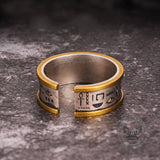Egyptian Eye Of Horus Sterling Silver Inlaid Brass Open Ring | Gthic.com