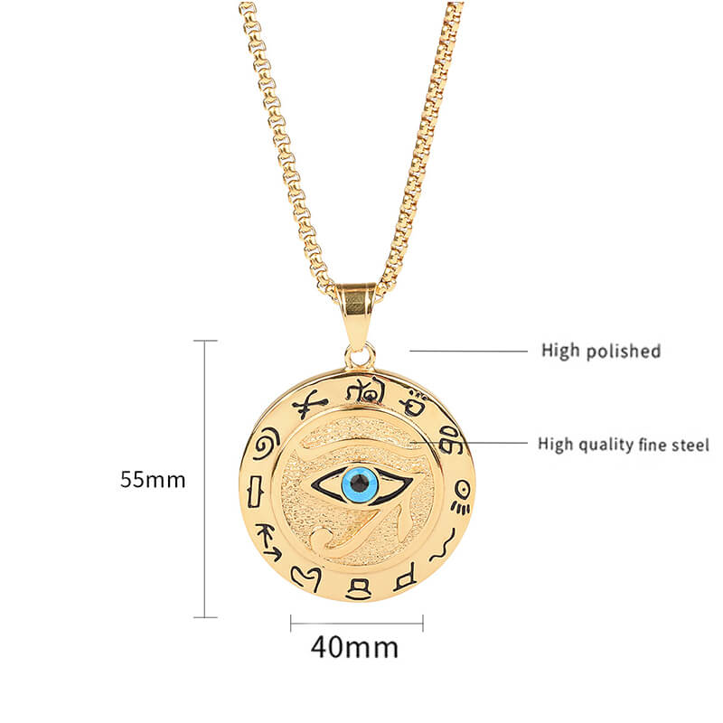 Egyptian Eye of Ra Stainless Steel Necklace