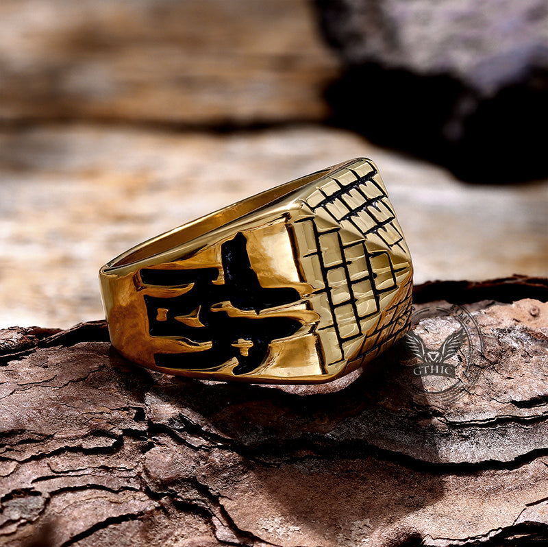 Egyptian Pyramid Eye of Ra Stainless Steel Ring