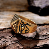 Egyptian Pyramid Eye of Ra Stainless Steel Ring