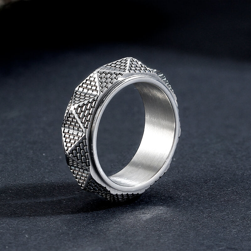 Egyptian Pyramid Stainless Steel Spinner Ring | Gthic.com