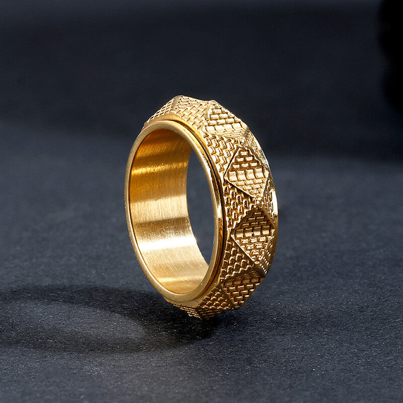 Egyptian Pyramid Stainless Steel Spinner Ring | Gthic.com
