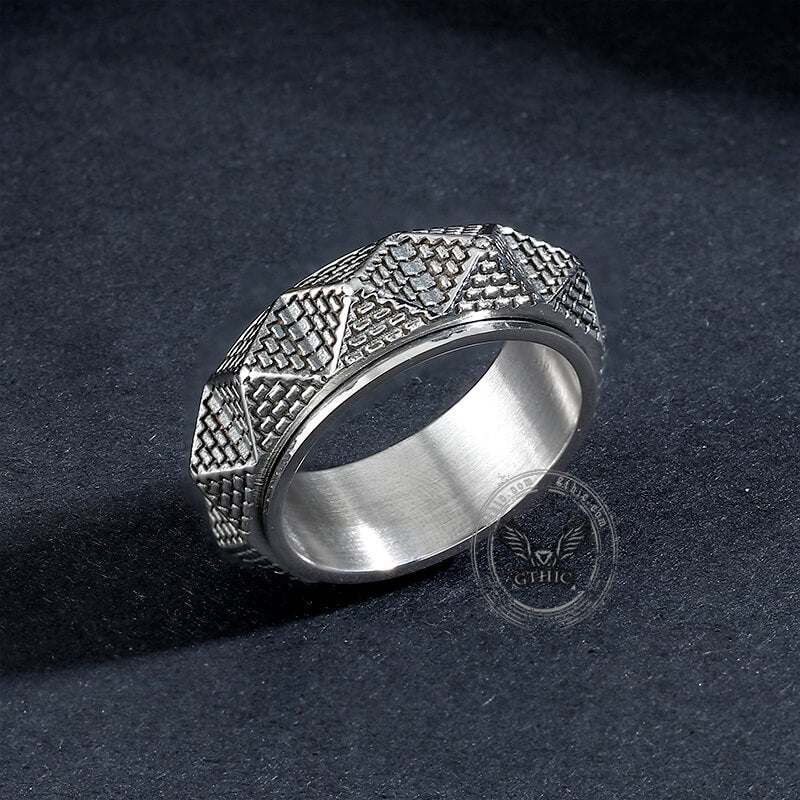 Egyptian Pyramid Stainless Steel Spinner Ring