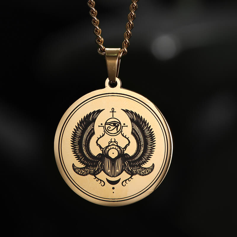 Egyptian Scarab Eye of Horus Stainless Steel Necklace | Gthic.com