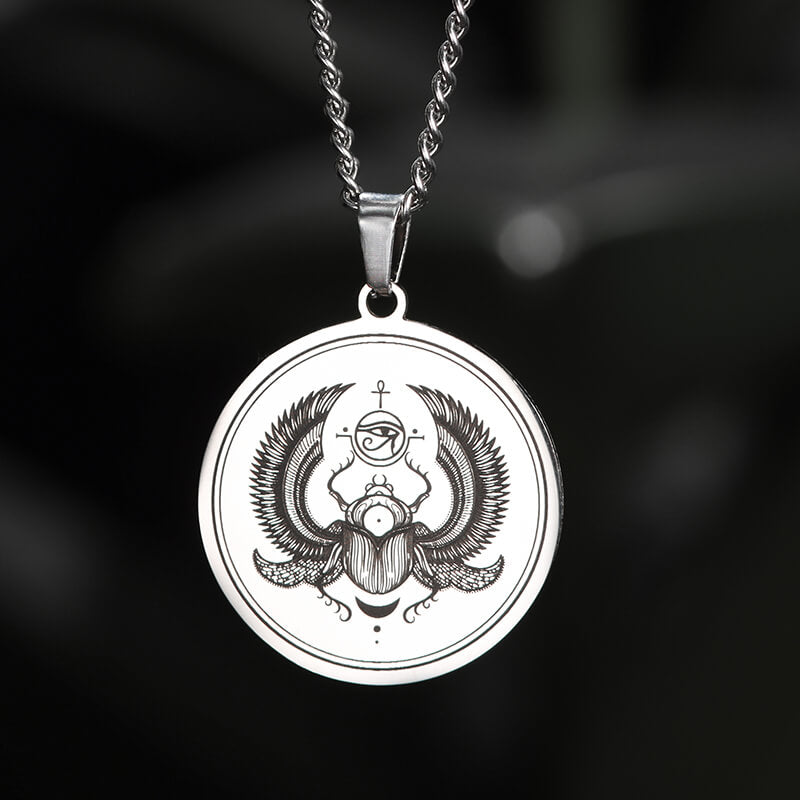 Egyptian Scarab Eye of Horus Stainless Steel Necklace | Gthic.com