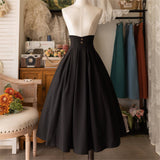 Elegant Vintage High Waist Polyester Pleated Skirt