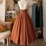 Elegant Vintage High Waist Polyester Pleated Skirt